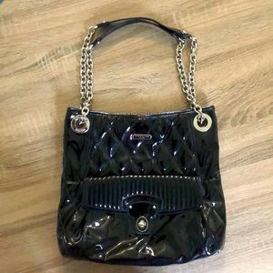 Coach Black Patent Leather Chain Strap Handbag